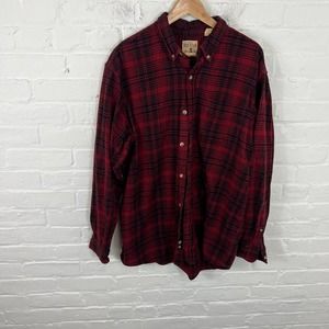 Redhead Men's Plaid Button Down Shirt Long Sleeve Red/Black Size XL